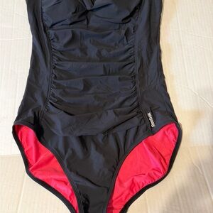 Reebok Black One Piece with Red Accents